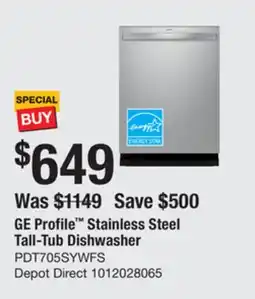 The Home Depot GE Profile Stainless Steel Tall-Tub Dishwasher offer