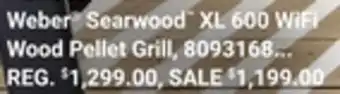 Ace Hardware Weber Searwood XL 600 WiFi Wood Pellet Grill offer