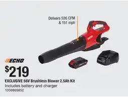 The Home Depot ECHO 56V Brushless Blower 2.5Ah Kit offer