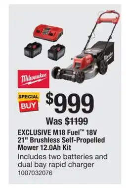 The Home Depot Milwaukee 18V 21 Brushless Self-Propelled Mower offer