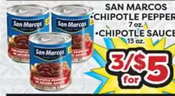 Torres Supermercado SAN MARCOS CHIPOTLE PEPPER 7 oz., CHIPOTLE SAUCE 13 oz offer