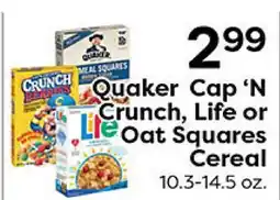 Rich's Fresh Market Quaker Cap 'N Crunch, Life or Oat Squares Cereal offer