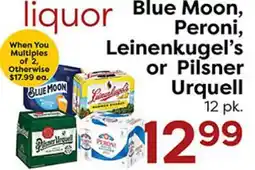 Rich's Fresh Market Blue Moon, Peroni, Leinenkugel's or Pilsner Urquell offer