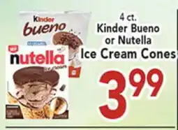 Eurofresh Market 4 ct. Kinder Bueno or Nutella Ice Cream Cones offer