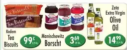 Garden Fresh Market Kedem Tea Biscuits, Manischewitz Borscht, Zeta Extra Virgin Olive Oil offer