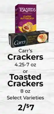 Sunset Foods Carr's Crackers or Toasted Crackers offer