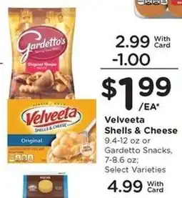 Kroger Velveeta Shells & Cheese or Gardetto Snacks offer