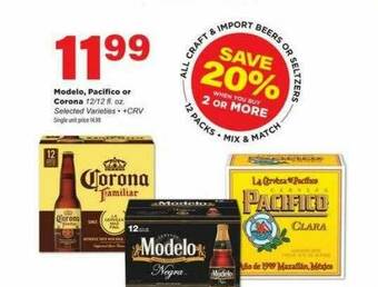 Stater Bros Modelo, Pacifico Or Corona offer