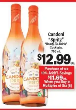 Angelo Caputo's Fresh Market Candoni Spritz Ready-To-Drink Cocktails offer