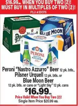 Angelo Caputo's Fresh Market Peroni Nastro Azzurro Beer, Pilsner Urquell or Blue Moon Beer offer