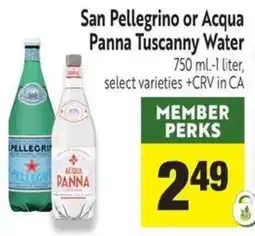 Save Mart San Pellegrino or Acqua Panna Tuscanny Water offer