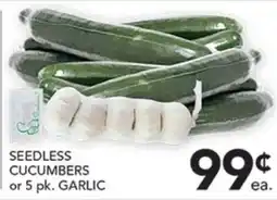 Pete's Fresh Market SEEDLESS CUCUMBERS or 5 pk. GARLIC offer