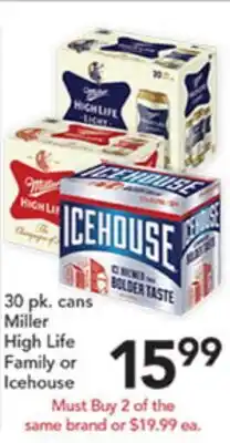 Pete's Fresh Market Miller High Life Family or Icehouse offer