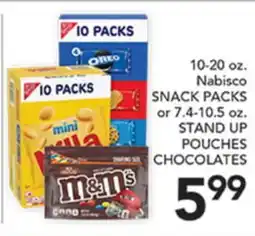 Pete's Fresh Market 10-20 oz. Nabisco SNACK PACKS or 7.4-10.5 oz. STAND UP POUCHES CHOCOLATES offer