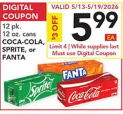 Pete's Fresh Market 12 pk. 12 oz. cans COCA-COLA, SPRITE, or FANTA offer