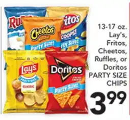 Pete's Fresh Market 13-17 oz. Lay's, Fritos, Cheetos, Ruffles, or Doritos PARTY SIZE CHIPS offer