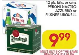 Pete's Fresh Market PERONI NASTRO AZZURRO or PILSNER URQUELL offer