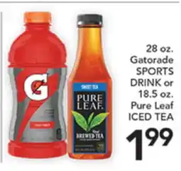 Pete's Fresh Market 28 oz. Gatorade SPORTS DRINK or 18.5 oz. Pure Leaf ICED TEA offer