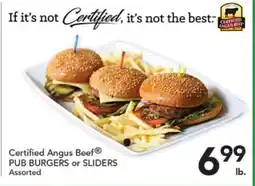 Pete's Fresh Market Certified Angus Beef PUB BURGERS or SLIDERS offer