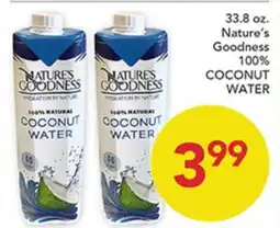 Pete's Fresh Market 33.8 oz. Nature's Goodness 100% COCONUT WATER offer