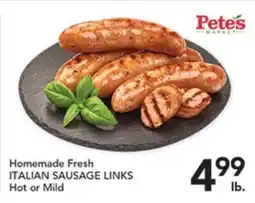 Pete's Fresh Market Homemade Fresh ITALIAN SAUSAGE LINKS offer