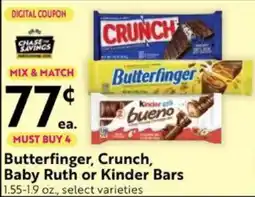 Save Mart Butterfinger Crunch Baby Ruth or Kinder Bars offer