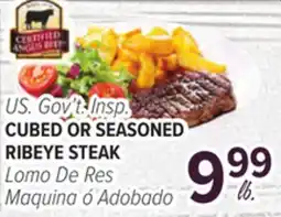 Cermak Fresh Market U.S. Gov't. Insp. CUBED OR SEASONED RIBEYE STEAK offer