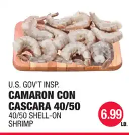 Carnicerias Jimenez U.S. GOV'T INSP. CAMARON CON CASCARA 40/50 offer