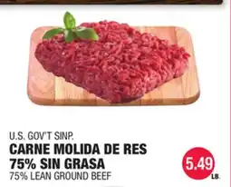 Carnicerias Jimenez U.S. GOV'T SINP. CARNE MOLIDA DE RES 75% SIN GRASA offer