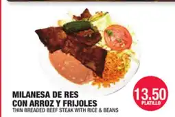 Carnicerias Jimenez MILANESA DE RES CON ARROZ Y FRIJOLES offer