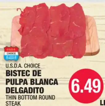 Carnicerias Jimenez U.S.D.A. CHOICE BISTEC DE PULPA BLANCA DELGADITO offer