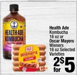 Super King Markets Health Ade Kombucha 16 oz or Oscar Mayers Wieners 16 oz offer