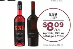 Kroger Apothic, XXL or Ménage à Trois offer
