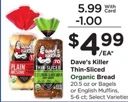 Ralphs Dave's Killer Thin-Sliced Organic Bread offer