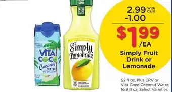Ralphs Simply Fruit Drink or Lemonade offer