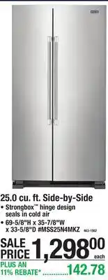 Menards 25.0 cu. ft. Side-by-Side offer