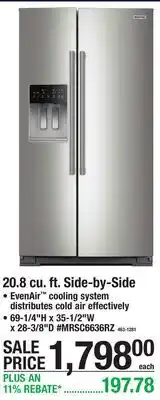 Menards 20.8 cu. ft. Side-by-Side offer