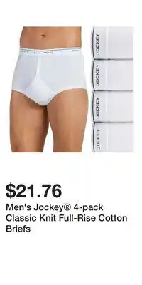 Kohl's Men's Jockey 4-pack Classic Knit Full-Rise Cotton Briefs offer