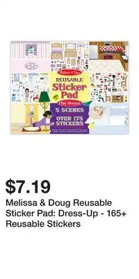 Kohl's Melissa & Doug Reusable Sticker Pad: Dress-Up - 165+ Reusable Stickers offer