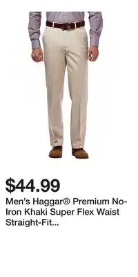 Kohl's Men's Haggar Premium No-Iron Khaki Super Flex Waist Straight-Fit Stretch Flat-Front Pants offer