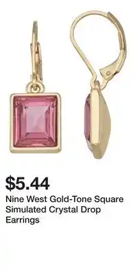Kohl's Nine West Gold-Tone Square Simulated Crystal Drop Earrings offer
