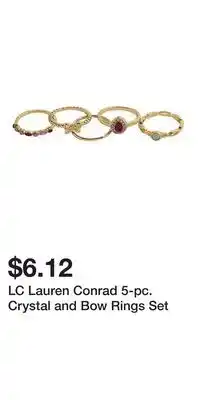 Kohl's LC Lauren Conrad 5-pc. Crystal and Bow Rings Set offer