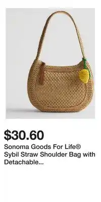 Kohl's Sonoma Goods For Life Sybil Straw Shoulder Bag with Detachable Crochet Lemon Charm offer