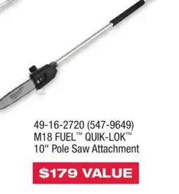 Runnings M18 FUEL QUIK-LOK 10 Pole Saw Attachment offer