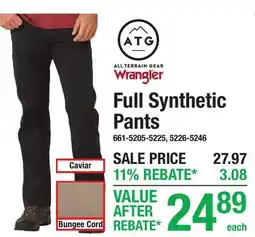 Menards Full Synthetic Pants offer
