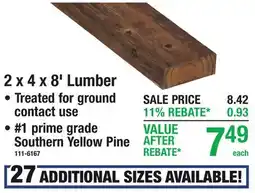 Menards 2 x 4 x 8' Lumber offer