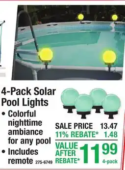 Menards 4-Pack Solar Pool Lights offer