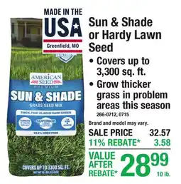 Menards Sun & Shade or Hardy Lawn Seed offer