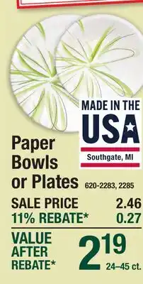Menards Paper Bowls or Plates offer