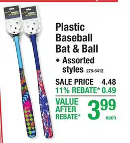Menards Plastic baseball Bat & Ball offer
